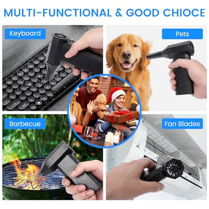 Compressed Air Duster, 3-Gear Electric Air Duster Rechargeable | Super Power Air Blower with Brushless Motor, Mini Blower for Computer, Keyboard, Car, House, Office, Outdoor, PC Cleaning Kit