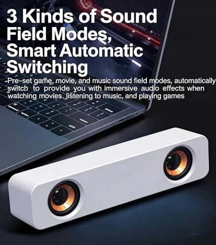 Mini Wired Sound Bar for Desktop, USB Computer Speaker with Easy Volume Control - color: Black