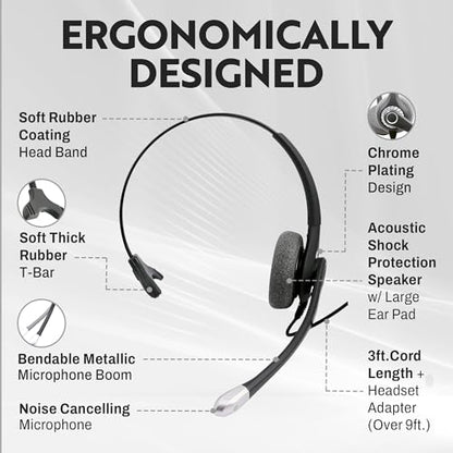 INNOTALK - Cisco Phone Headset, Superb Mono Wired Headset with Microphone & Quick Disconnect Adapter for Most Cisco Phones, Customer Service Wired Headphones, Cost Effective Corded Headset - size: Superb-Mono