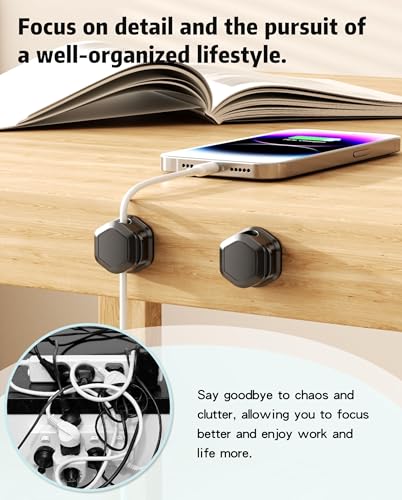 8 Pack Magnetic Cable Clips Cord Organizer-Adhesive Wire Holder, Under Desk Cord Holder Keeper for Home Office Desk Phone Car Wall Desktop Nightstand Cabinet - size: 8Pack