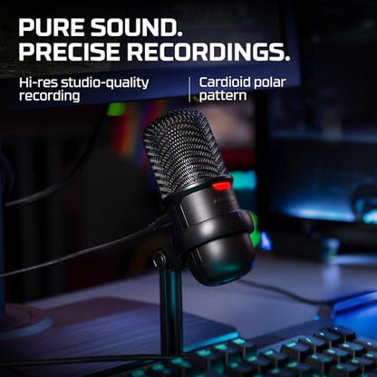 HyperX SoloCast – USB Condenser Gaming Microphone, for PC, PS4, PS5 and Mac, Tap-to-Mute Sensor, Cardioid Polar Pattern, great for Streaming, Podcasts, Twitch, YouTube, Discord,Black - size: SoloCast