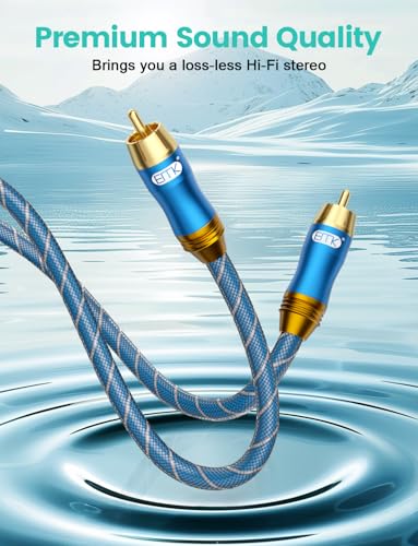 EMK Digital Coaxial Audio Cable for Audiophile 75-Ohm SPDIF Coax Subwoofer Cable RCA to RCA with OFC Core and Shielded (6.6ft/2m-2PCS) - size: 6.6ft/2m-2PCS
