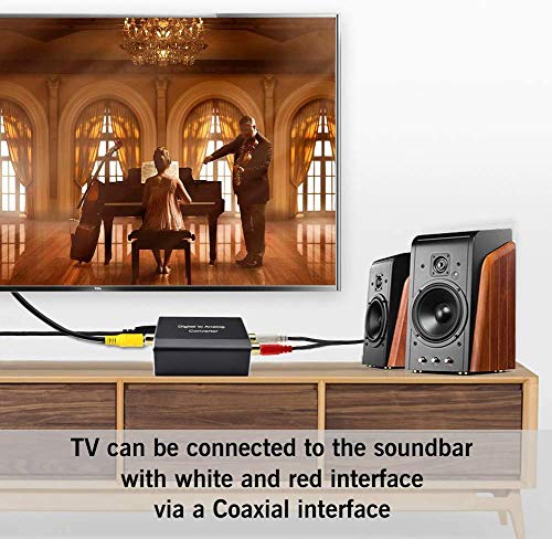 Digital to Analog Audio Converter, Hdiwousp 192 kHz DAC Digital Coaxial and Optical Toslink to Analog 3.5mm Jack and RCA (L/R) Stereo Audio Adapter with Optical Cable for HDTV Home Cinema, Aluminum