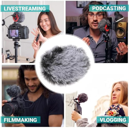 ERINGOGO Microphone Windscreen Cover Windproof Furry Protector for Enhanced Sound Reception Hair Design for Outdoor Filming and Recording Durable and Easy to Install