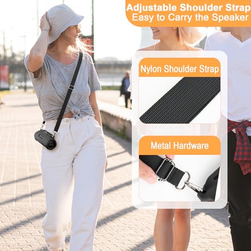 Silicone Case Compatible with JBL Flip 7 Speaker, Shockproof Protective Cover Soft Skin Silicone Cover with Shoulder Strap and Hook and Loop Straps for Bike Golf Cart Rail Mounting (Black) - color: Black