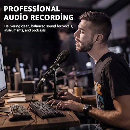 Wired Microphone for Singing,Professional Vocal Dynamic Handheld Karaoke,Cardioid Studio Mic,16.4 ft XLR & 6.35 MM with On and Off Switch, for Speakers/Mixer/Machine/Amp/Speech/Karaoke and Outdoors