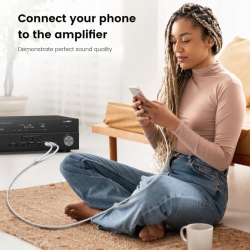 MOSWAG 3.5mm 1/8" TRS to 2 x 6.35mm 1/4" TS Mono Y Cable 3.28FT/1Meter Splitter Cable Compatible with Phone,iPod,Laptop,CD Players,Power Amplifier,Mixer,Home Stereo Systems - color: White, size: 3.28FT/1Meter