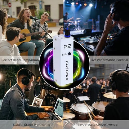 P2 Portable in-Ear Monitor Amplifier,Personal Headphone Amp，White | Stereo/Mono Switch, XLR/TRS Input, 3.5mm Output, Built-in belt clip, Built-in belt clip, Battery Powered Freedom