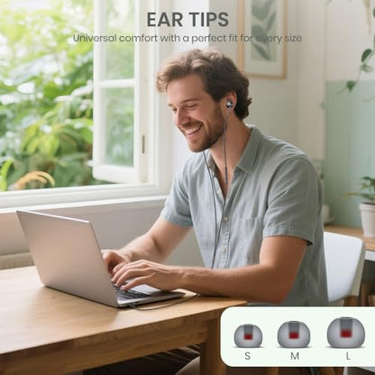 USB-C Wired Earbuds with Microphone, Volume Control, Noise Canceling, Compatible with Samsung Galaxy S24 S23 S22, iPhone 17 16 15 Pro Pro max, Pixel Phones - color: Updated black