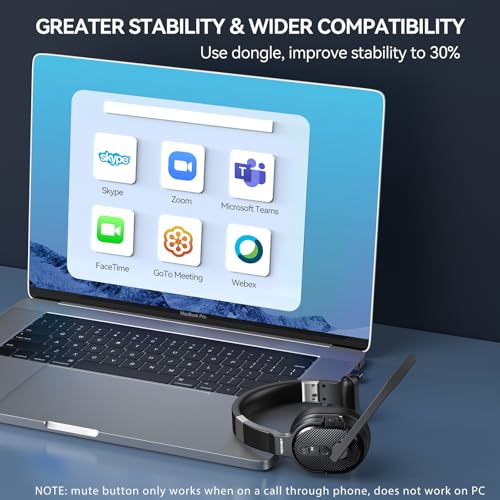 TECKNET Bluetooth Trucker Wireless Headset, Noise Cancelling Mic for Work | Single Ear, 50Hrs Battery, 3 EQ Music Modes, Clear Mic Wireless Headset for PC, Truck Drivers, Office & Call Center - size: OS-Single Ear