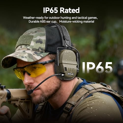 Retevis EH080K Noise-Reducing Communication Headset,with Hearing Protection | for Shooting,Wireless Connectivity,Walkie Talkies Headset ENC,NRR 22 dB,Earmuff with 5X Sound Amplification,Over-the-Head