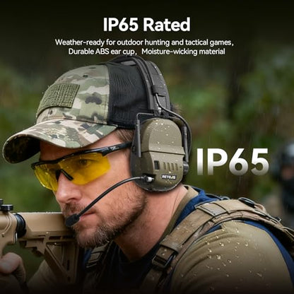 Retevis EH080K Noise-Reducing Communication Headset,with Hearing Protection | for Shooting,Wireless Connectivity,Walkie Talkies Headset ENC,NRR 22 dB,Earmuff with 5X Sound Amplification,Over-the-Head