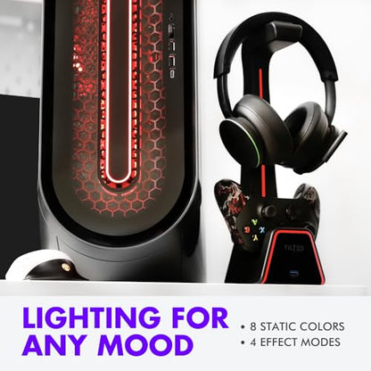 3 in 1 Gaming Headset and Controller Stand for PS5 and Xbox Series X Charging Station - Game Controller Holder and Headphone Stand for Desk with PlayStation and Xbox Magnetic Charger - color: Black
