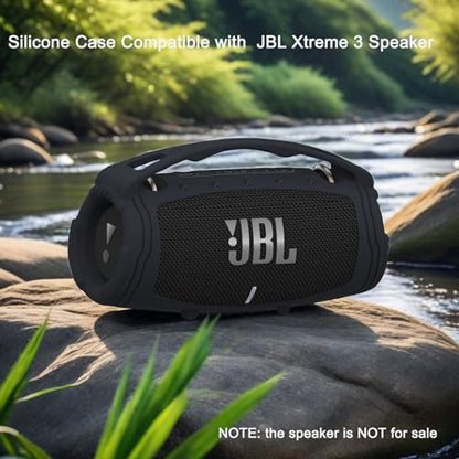 Silicone Cover Case for JBL Xtreme 3 Portable Bluetooth Speaker | Soft Skin Sleeve Protective Carrying Case for JBL Xtreme 3 with Handle, Shockproof and Anti-Scratch Cover (Black) - color: Black