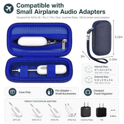 COMECASE Bluetooth Transmitter Case for AirFly SE/Pro 2/Pro/Duo | Hard EVA, Deep Mesh Pocket, Dual Elastic Straps, Fits for Avantree Relay, for 1Mii, Airplane Travel Tech,Case Only, Dark Blue - color: Blue