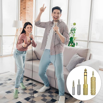 4 Pack Audio Adapter Kit, Headphone Jack Adapter 1/8" Male to 1/4" Female & 1/4" Male to 1/8" Female + 3.5mm to 2.5mm & 2.5mm to 3.5mm Adapter, Stereo Jack Converter for Headphone,Guitar Amplifier,Mic