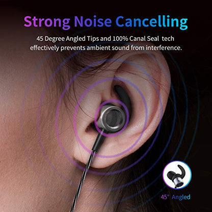 MINDBEAST Noise Cancelling Headphones Wired Earbuds with Microphone | Running Gaming Noise Cancelling Earbuds Wired with Case, Extra Bass For Sport Workout, Adult and Kids, In Ear Ear Bud 3.5mm