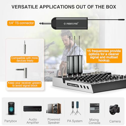 Phenyx Pro Dual Digital Headset/Lapel Wireless Microphone System PDP-2-2B | 2 Bodypack Transmitters, Mini Receiver, 2 x 15 Frequencies, Hands-Free Vocals, Karaoke