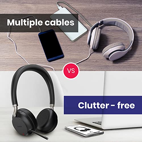 Yealink BH72 Bluetooth Headset Teams Version, USB-A, Black - GTW Bundle Yealink Wireless Headset with Global Teck Microfiber Cloth - Compatible for Office and Home Use - color: Black - No Charging Stand, size: MS Teams Version