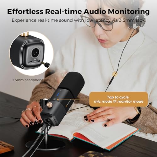 AM25X Gen2 XLR/USB Condenser Microphone with Desk Stand | Noise Canceling/Volume Control/Headphone Jack/Mute, Podcast Microphone for PC/Audio Mixer/Stream/Podcast/Gaming/Music Record - style: 1-Pack