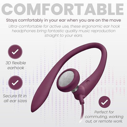 PHILIPS SHS3200PK Flexible Earhook Headphones, Pink - color: Pink, style: 3.5MM NO-MIC