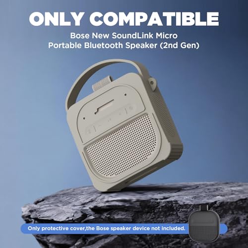 for Bose SoundLink Micro Speaker (2nd Gen) Case with Lanyard&Carabiner,Anti-Scratch Portable Silicone Protective Cover Compatible with Bose SoundLink Micro Portable Bluetooth Speaker (2nd Gen) (Gray) - color: Gray