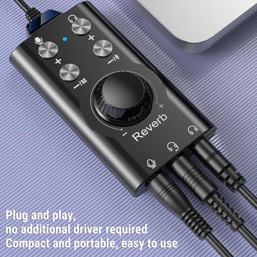 XUMIUZIY USB Sound Card, External USB to 3.5mm Jack Sound Adapter with Volume Control and 7.1 Surround Sound, for PC Laptop Desktop Headset Winos MacOS