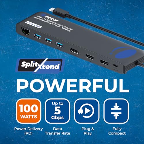 OREI USB C Docking Station Triple Monitor, SplitXtend 12-in-1 Laptop Dock with 2 HDMI + DisplayPort, 4K@60Hz, 85W PD, Ethernet, USB, SD/TF – 3 Monitor Dock (MST, No Drivers, Windows) | 4K Splitter Extended Display, 1 DisplayPort Docking Station 4 Separate