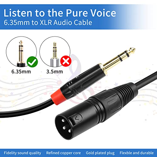 YACSEJAO XLR to 1/4" TRS Stereo Cable 3.3FT/1M 3 Pin XLR to TRS 6.35mm Quarter inch Balanced Signal Interconnect Patch Cord(XLR Male)