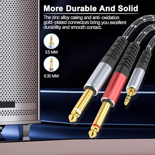 Lightning to Dual 6.35mm 1/4" TS Mono Stereo Y-Cable Splitter,3 in 1 to Dual 1/4-inch Audio Cable, Compatible with smartphones, computers, phones/Pads Amplifiers,speakers,headphones,mixing consoles - size: 10 ft, style: 3IN2 (Dual 6.35mm cable)