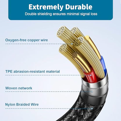 Zosvoses Headphone Extension Cable with Volume Control & Mute Compatible with Bose 700, QC45, QC35 II, QC35, QC25, QC15 Headphones Cable, 3.5mm Male to Female Stereo Audio Cable, 4.9ft