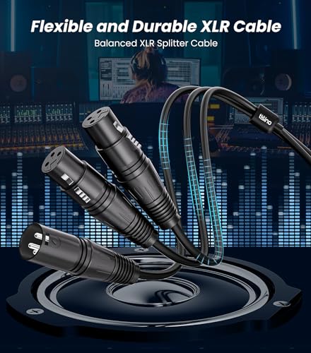 Tisino XLR Splitter Cable, 2 Female to 1 Male XLR Y-Splitter Cable, 1.5 FT | Balanced 3 Pin XLR Mic Combiner Y Cable for Microphones and Mixers, OFC Shielded Adapter Patch Cord - size: 1.5 feet