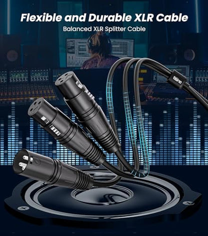 Tisino XLR Splitter Cable, 2 Female to 1 Male XLR Y-Splitter Cable, 1.5 FT | Balanced 3 Pin XLR Mic Combiner Y Cable for Microphones and Mixers, OFC Shielded Adapter Patch Cord - size: 1.5 feet