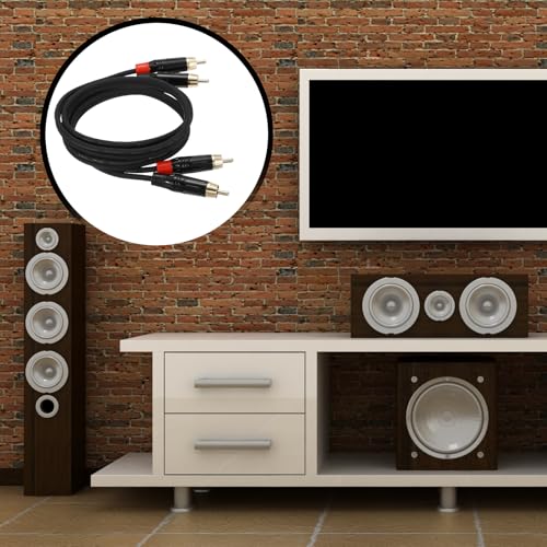 MECCANIXITY 2RCA Male to 2RCA Male Audio Stereo Cable, 3.3 ft RCA Subwoofer Cable with Gold Plated Plugs for Home Theater, HDTV, Amplifiers, Speakers, Black Cable Black Shell - color: Black/Black, size: 3.3 ft