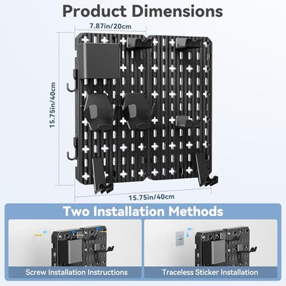 KDD Keyboard and Mouse Display Stand Holder, Wall Mount Office Organization Pegboard Combination Kit with Pen holder, Hooks, Headset & Controller Stand for Office & Home Hanging Organizer Storage