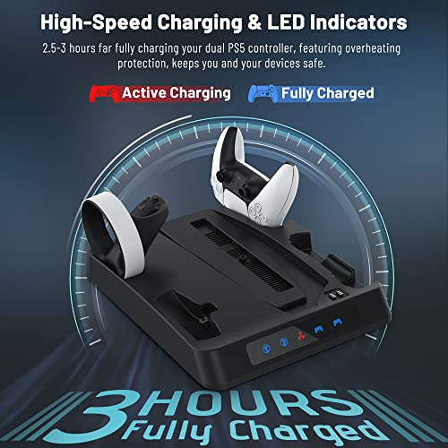 Upgraded PSVR2 Controller Charging Dock, Cooling Station with 3-Level Speeds Silent Fan, VR and PS5 Stand Horizontal Display Your PSVR2 and PS5 Accessories - color: PlayStation 5 Consoles