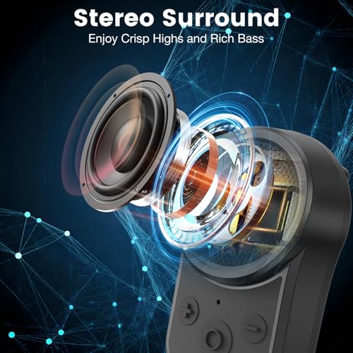 Mini Bluetooth Speaker, Clip-On Portable Speaker with Built-in Mics Hands-Free Music and Calls for Hiking/Biking, Waterproof Adjustable Volume Wearable Bluetooth Speaker, Gifts for Women/Men - color: Classic Black