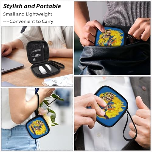 [1-Pack] Headphone Travel Carrying Case Pouch for Earbuds Headsets in-Ear Headphones Hearing Aids USB Cable and More with A Smooth Zipper Hand Belt(Dinosaur) - color: Dinosaur