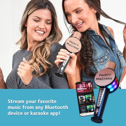 Singing Machine Wireless Karaoke Microphone for Kids & Adults, Party Machine Mic (Rose Gold) - Portable Handheld Bluetooth Microphone with Speaker & Voice Changer Effect - Karaoke Mic for Singing