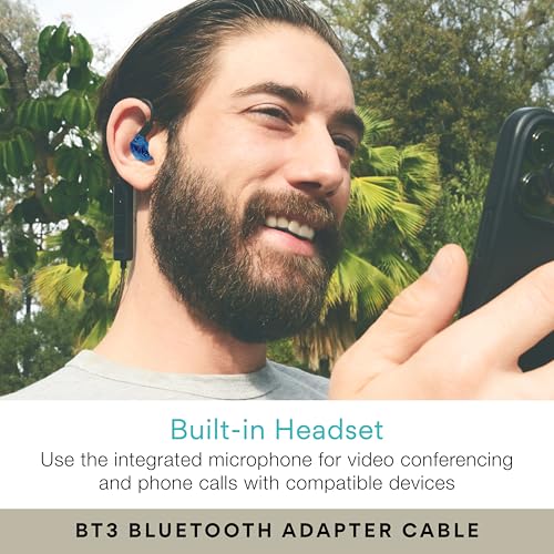 MEE audio M6 PRO Musicians' in-Ear Monitors Wired + Wireless Combo Pack: Includes IEMs, 2 Audio Cables and BT3 Hi-Res Bluetooth Audio Adapter w/aptX, LDAC, Auracast Support, & Built-in Headset (Blue) - color: Blue, style: IEMs + Bluetooth Adapter