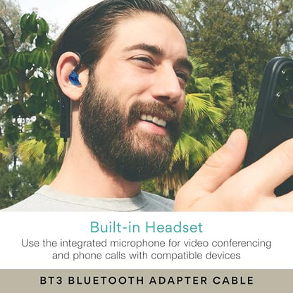 MEE audio M6 PRO Musicians' in-Ear Monitors Wired + Wireless Combo Pack: Includes IEMs, 2 Audio Cables and BT3 Hi-Res Bluetooth Audio Adapter w/aptX, LDAC, Auracast Support, & Built-in Headset (Blue) - color: Blue, style: IEMs + Bluetooth Adapter