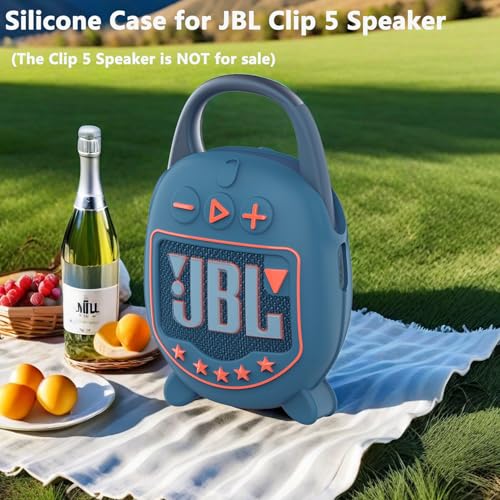 JCHPINE Silicone Cover Case for JBL Clip 5 Portable Bluetooth Speaker - color: Blue