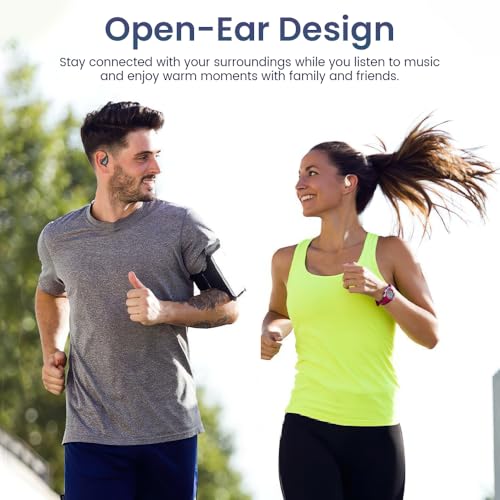 Open Ear Earbuds Wireless Bluetooth Headphones, 60Hrs Playtime, Stereo Sound Over Ear Buds with IPX7 Waterproof Noise Canceling Earphones, Ideal for Fitness, Travel - Off White - color: Off White
