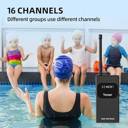 Tayogo Swimming Headphones, Waterproof Bone Conduction Headsets, Swim Coach Communicator, Waterproof Headphones for Spotify, Amazon Music, YouTube, Stream with Your Swimming, NO MP3 Download - color: SwimMusic Combo - Black