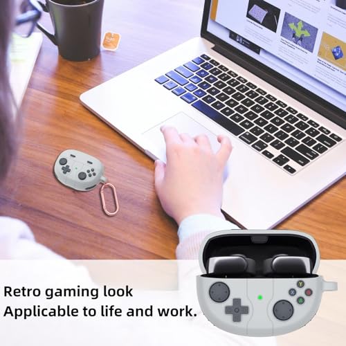 Silicone Case Compatible with Bose Ultra Open Earbuds with Cleaning Kit, Cute Game Design Soft Protective Cover Compatible with Bose Open Ear Cover - color: Gray