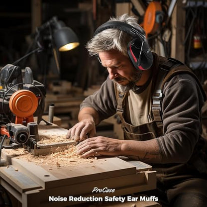 ProCase NRR 28dB Noise Reduction Ear Muffs, Foldable Adjustable Noise Cancelling Headphones - color: 1 - 1 Red