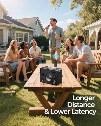 ALPOWL Wireless Microphones, Metal Dynamic Microphone System with Rechargeable Receiver, 50H Duration, 200ft Range, Microphone for Karaoke Singing, Wedding, DJ, Party, Speech, Church