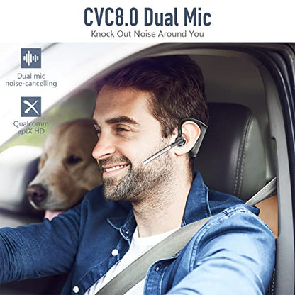 Conambo K21 Bluetooth Headset V5.1, Bluetooth Earpiece with CVC 8.0 Dual Mic Noise Cancelling Wireless Headphone - Mute & Volume Buttons 16Hrs Talking for iOS Android Cell Phone, Trucker, Office Work