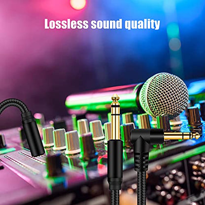 1/4 Inch TRS Instrument Cable 50Ft, 6.35mm TRS to 6.35mm TRS Stereo Audio Cable Male to Male Right-Angle-to-Straight for Electric Guitar, Bass, Keyboard,Mixer,Amplifier,Speaker,Equalizer... - color: Black, size: 50Ft