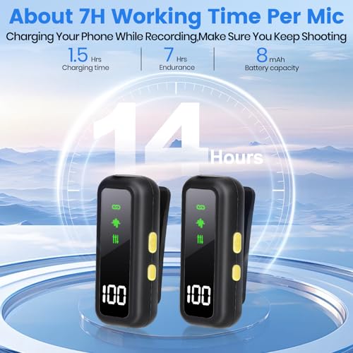 Wireless Lavalier Microphone for iPhone/Android, Noise Reduction Mini Microphones, USB-C Plug and Play Lapel Mic, Ultra-Light Clip on Mic for Content Creator, Video Recording, Vlogging, Streaming
